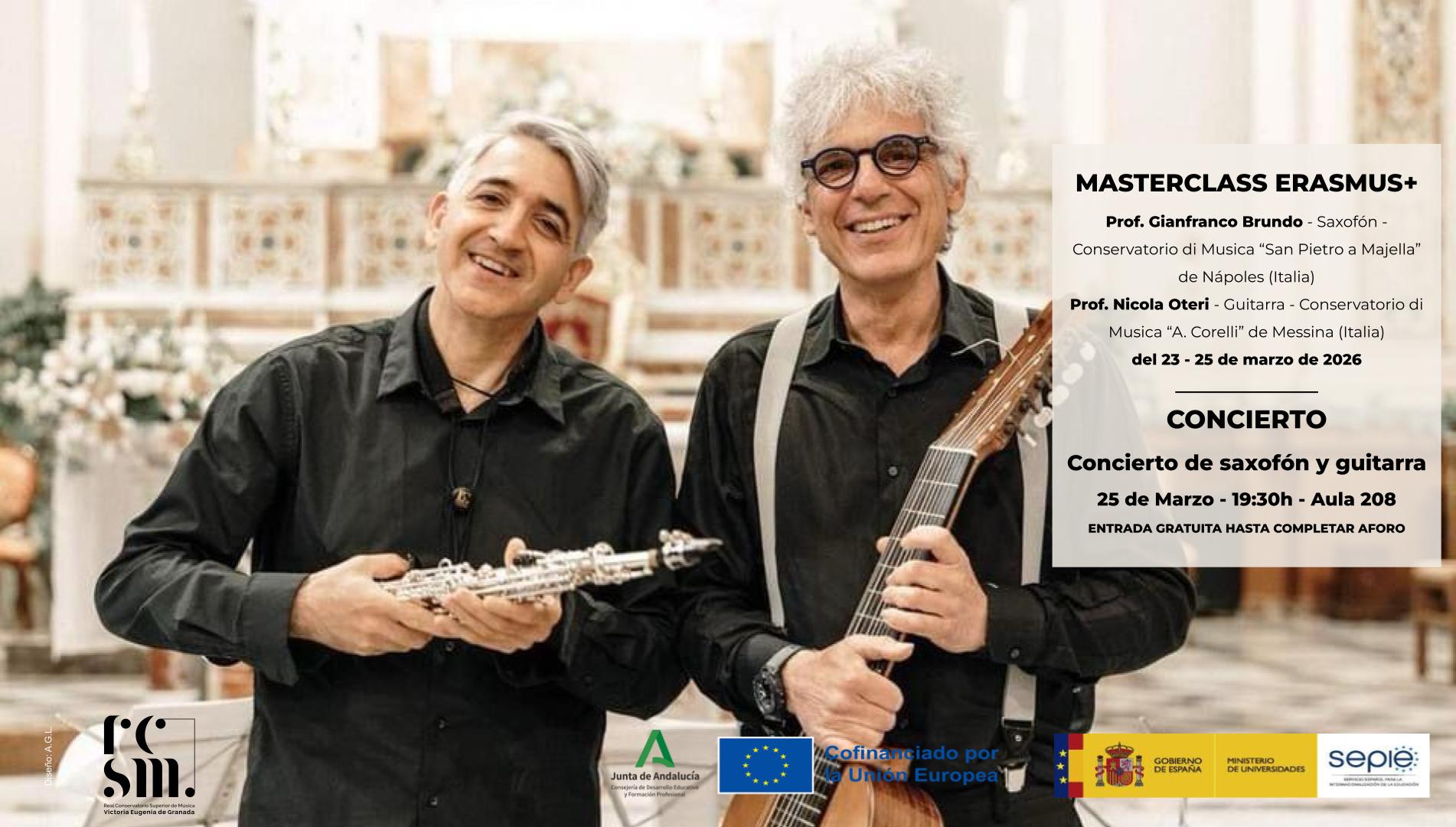 MASTERCLASS ERASMUS+ – CONCIERTO SAXOFÓN Y GUITARRA