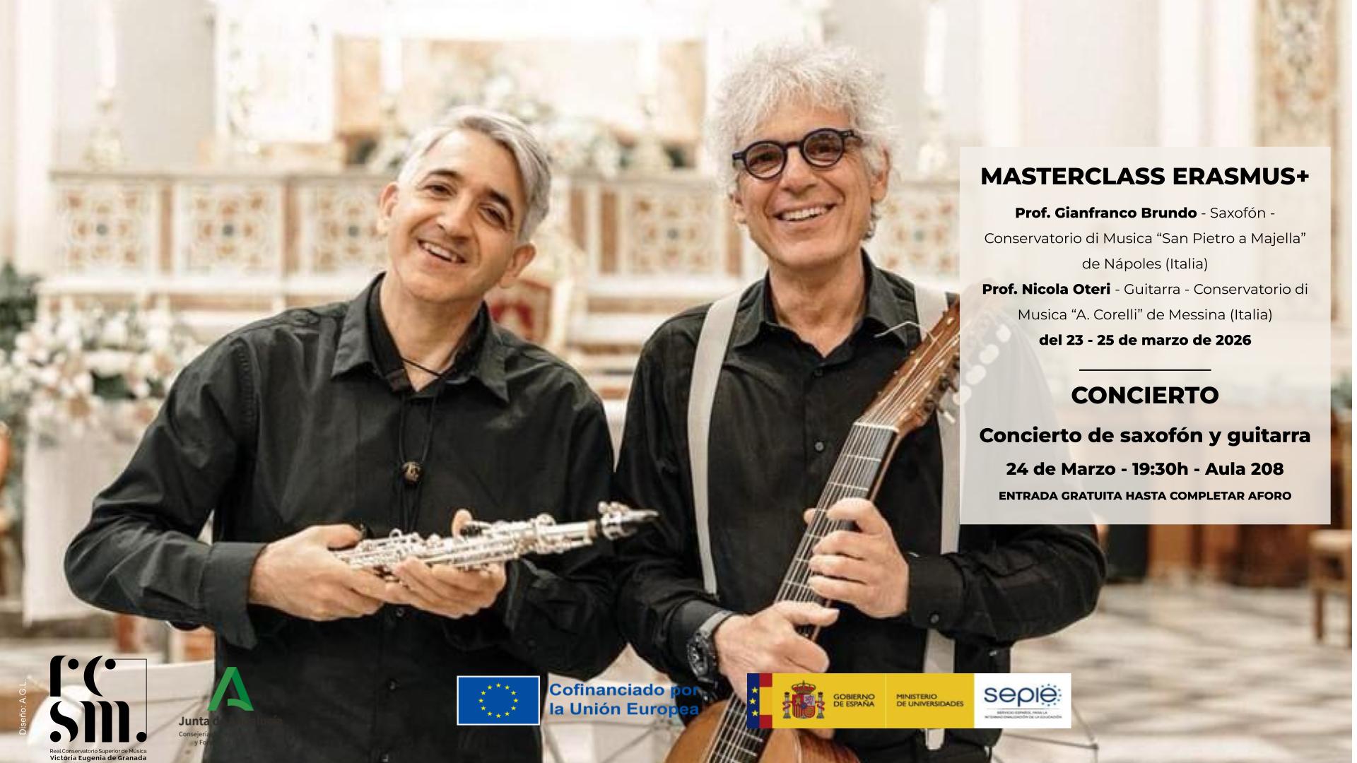 MASTERCLASS ERASMUS+ – CONCIERTO SAXOFÓN Y GUITARRA